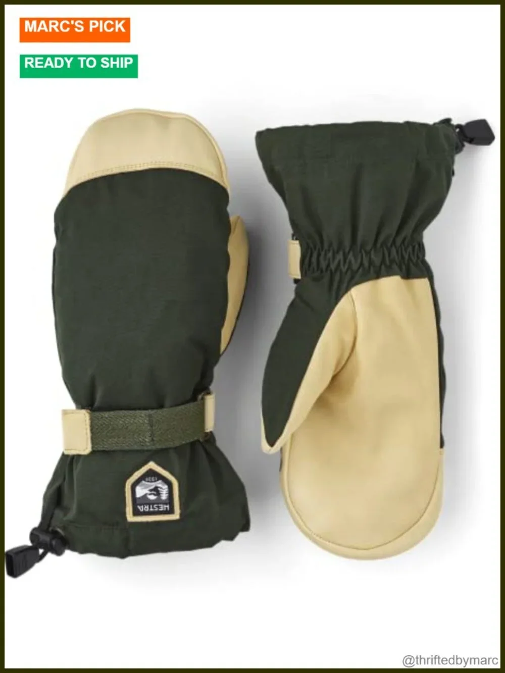 Unisex Winter Mittens Cotton Polyester Wax Finish Wool Lining Snowlock Velcro